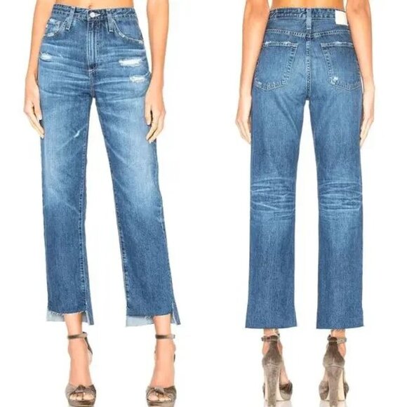 AG Adriano Goldschmied The Phoebe High Waisted Tapered Jeans Sz 25 - Picture 1 of 14